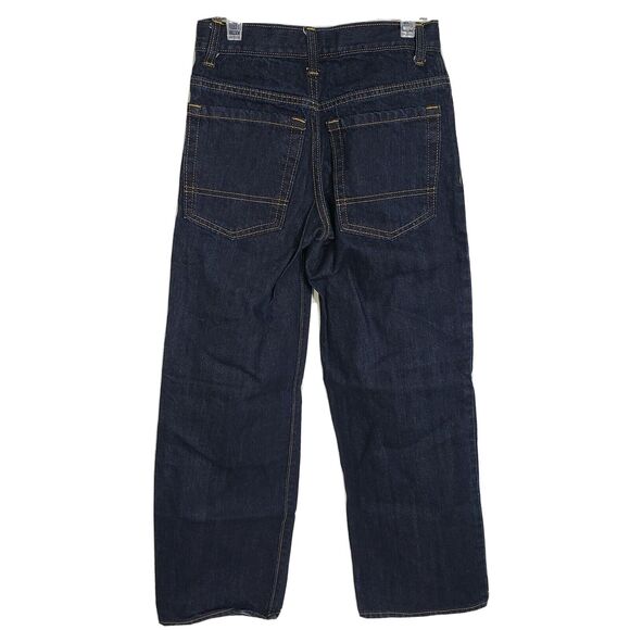 Old Navy Boys Jeans Regular Size 12 Slim Straight Adjustable Waist Dark Blue Was - Picture 2 of 10